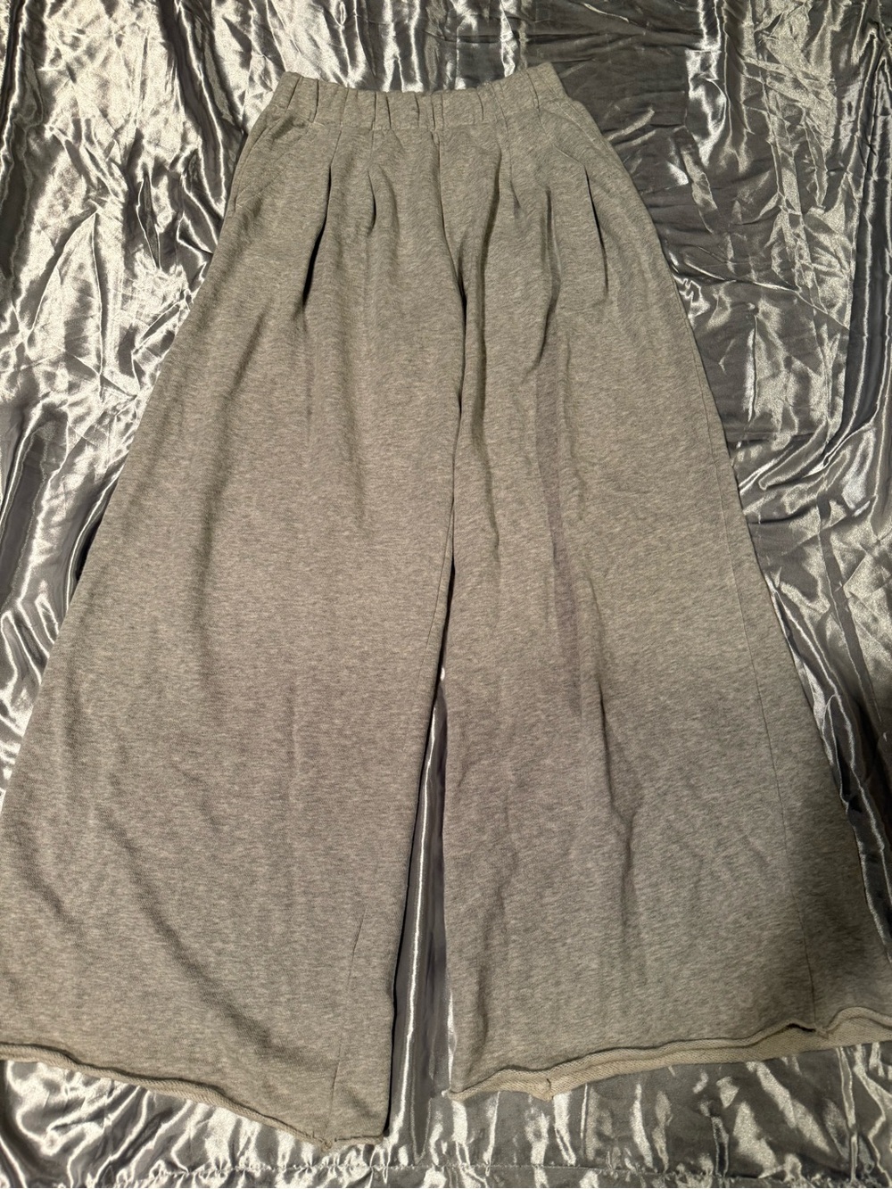 aerie Wide-Leg Knit Pants — Gray